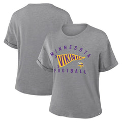 Minnesota Vikings Women's Pennant Wave Tribute Tri-Blend Boxy T-Shirt - Heather Gray discount