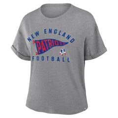 New England Patriots Women's Pennant Wave Tribute Tri-Blend Boxy T-Shirt - Heather Gray online