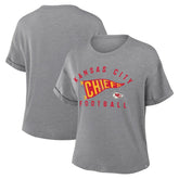 Kansas City Chiefs Women's Pennant Wave Tribute Tri-Blend Boxy T-Shirt - Heather Gray for sale