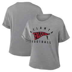 Atlanta Falcons Women's Pennant Wave Tribute Tri-Blend Boxy T-Shirt - Heather Gray discount