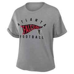 Atlanta Falcons Women's Pennant Wave Tribute Tri-Blend Boxy T-Shirt - Heather Gray discount