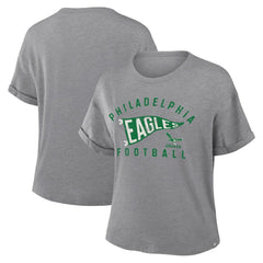 Philadelphia Eagles Women's Pennant Wave Tribute Tri-Blend Boxy T-Shirt - Heather Gray outlet