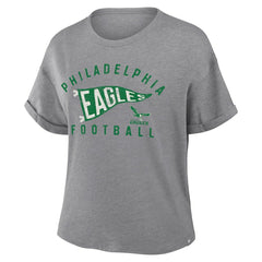 Philadelphia Eagles Women's Pennant Wave Tribute Tri-Blend Boxy T-Shirt - Heather Gray outlet