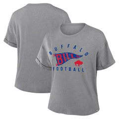 Buffalo Bills Women's Pennant Wave Tribute Tri-Blend Boxy T-Shirt - Heather Gray sale