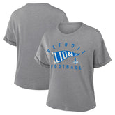 Detroit Lions Women's Pennant Wave Tribute Tri-Blend Boxy T-Shirt - Heather Gray for sale