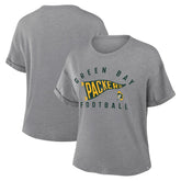 Green Bay Packers Women's Pennant Wave Tribute Tri-Blend Boxy T-Shirt - Heather Gray cheap