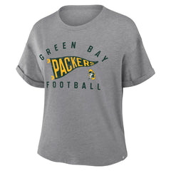 Green Bay Packers Women's Pennant Wave Tribute Tri-Blend Boxy T-Shirt - Heather Gray cheap