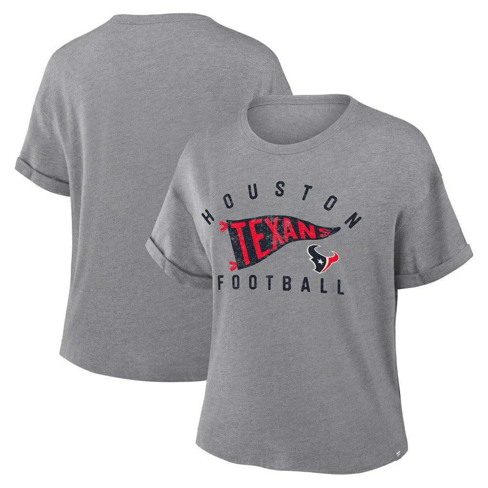 Houston Texans Women's Pennant Wave Tribute Tri-Blend Boxy T-Shirt - Heather Gray sale