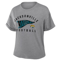 Jacksonville Jaguars Women's Pennant Wave Tribute Tri-Blend Boxy T-Shirt - Heather Gray online