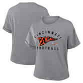 Cincinnati Bengals Women's Pennant Wave Tribute Tri-Blend Boxy T-Shirt - Heather Gray discount