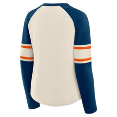 Chicago Bears Women's Hometown Gridiron Hero Raglan Lace-Up V-Neck Long Sleeve T-Shirt - Cream/Navy sale