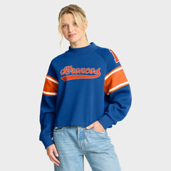 Denver Broncos Oversized Hometown Toss Sweep Mock Neck Pullover - Royal cheap