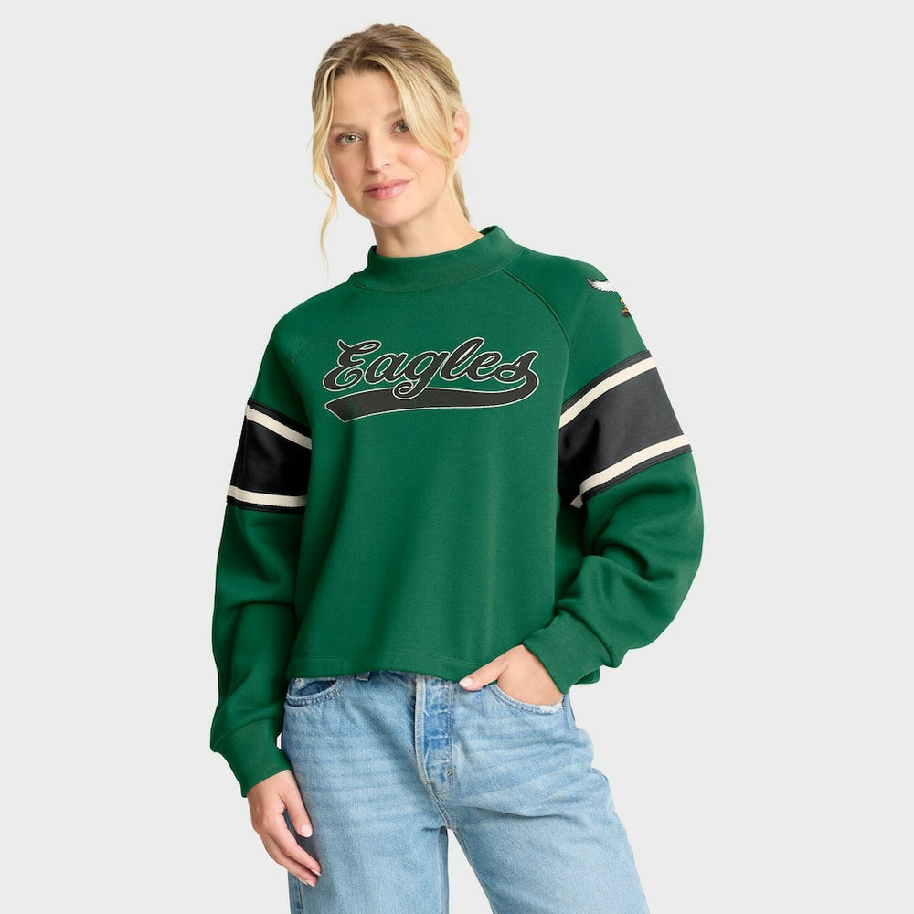 Philadelphia Eagles Oversized Hometown Toss Sweep Mock Neck Pullover - Kelly Green sale