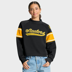 Pittsburgh Steelers Oversized Hometown Toss Sweep Mock Neck Pullover - Black sale