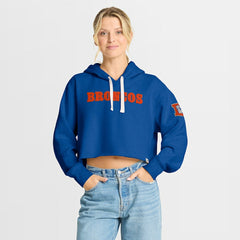 Denver Broncos Women's Oversized Hometown Heritage Cropped Hoodie - Royal discount