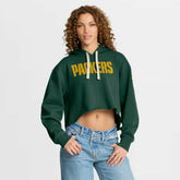 Green Bay Packers Women's Oversized Hometown Heritage Cropped Hoodie - Green cheap