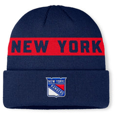 New York Rangers Fanatics Authentic Pro Rink Cuffed Knit Hat Navy