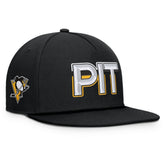 Pittsburgh Penguins Fanatics Authentic Pro Rink Team Code Snapback Hat Black