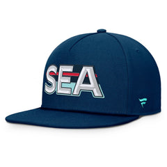 Seattle Kraken Fanatics Authentic Pro Rink Team Code Snapback Hat Deep Sea Blue