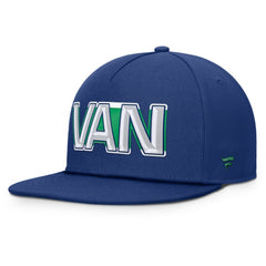 Vancouver Canucks Fanatics Authentic Pro Rink Team Code Snapback Hat Blue