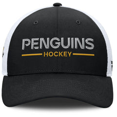 Pittsburgh Penguins Fanatics Authentic Pro Rink Lockup Adjustable Trucker Hat Black/White