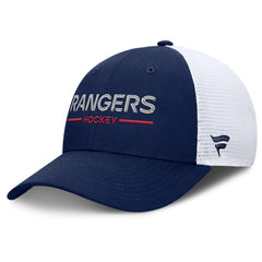 New York Rangers Fanatics Authentic Pro Rink Lockup Adjustable Trucker Hat Navy/White