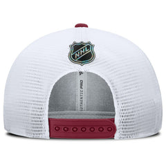 Colorado Avalanche Fanatics Authentic Pro Rink Lockup Adjustable Trucker Hat Burgundy/White