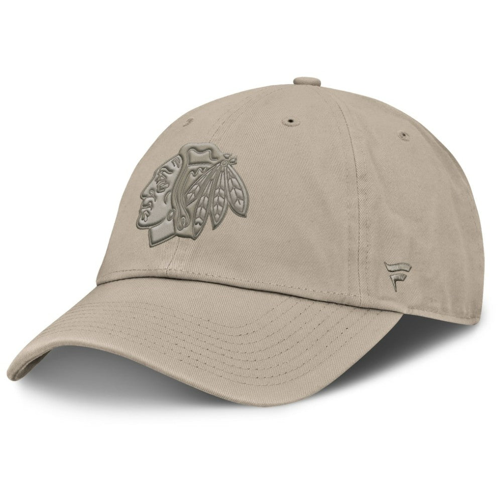 Chicago Blackhawks Fanatics Authentic Pro Road Adjustable Hat Tan