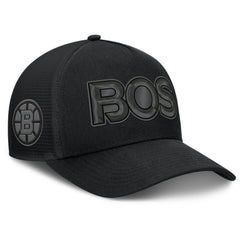 Boston Bruins Fanatics Authentic Pro Road Team Code Trucker Adjustable Hat Black