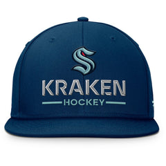 Seattle Kraken Fanatics Authentic Pro Rink Lockup Snapback Hat Deep Sea Blue