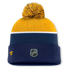 Nashville Predators Fanatics Authentic Pro Rink Cuffed Knit Hat with Pom Navy