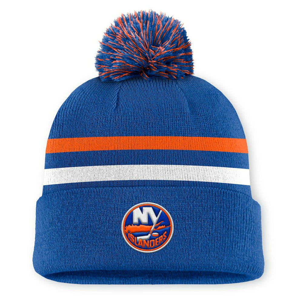 New York Islanders Fanatics Authentic Pro Rink Cuffed Knit Hat with Pom Royal
