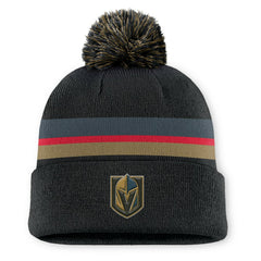 Vegas Golden Knights Fanatics Authentic Pro Rink Cuffed Knit Hat with Pom Charcoal