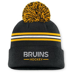 Boston Bruins Fanatics Women's Authentic Pro Rink Cuffed Knit Hat with Pom Black