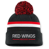 Detroit Red Wings Fanatics Women's Authentic Pro Rink Cuffed Knit Hat with Pom Black