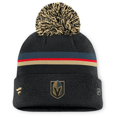 Vegas Golden Knights Fanatics Women's Authentic Pro Rink Cuffed Knit Hat with Pom Black