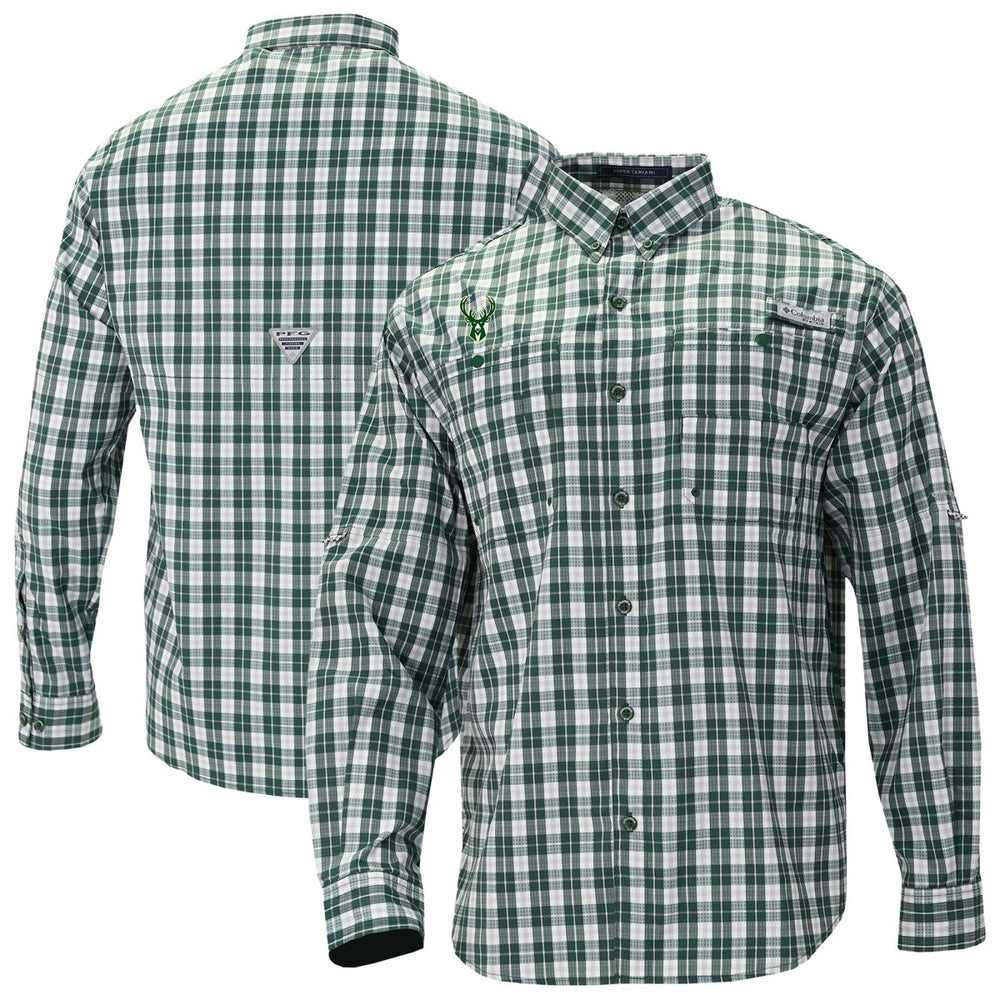 Milwaukee Bucks Super Tamiami Omni-Shade Long Sleeve Button-Down Shirt - Green | Columbia discount