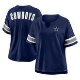 Dallas Cowboys Women's Redzone Bling Stripe Sleeve Notch Neck T-Shirt - Navy online
