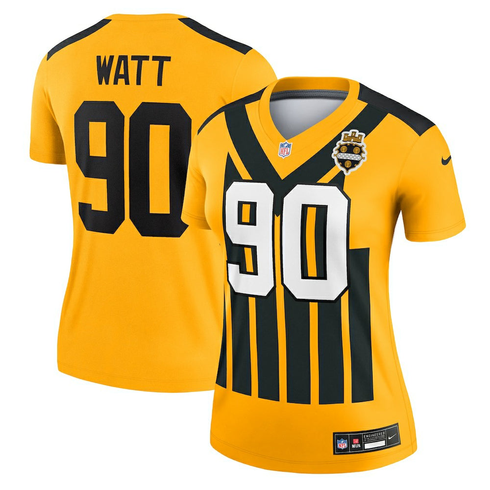 T.J. Watt Pittsburgh Steelers Women's Alternate 1933 Throwback Legend Player Performance Top - Gold | Nike discount