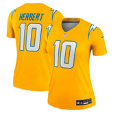Justin Herbert Los Angeles Chargers Women's Alternate Charger Power Legend Player Performance Top - Gold | Nike for sale