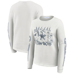 Dallas Cowboys WEAR by Erin Andrews Women's Graphic Waffle Long-Sleeve T-Shirt - White on sale