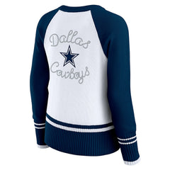 Dallas Cowboys WEAR by Erin Andrews Women's Colorblock Raglan Sweater - White/Navy cheap
