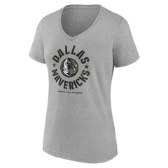 Dallas Mavericks Women's Hoops for Troops V-Neck T-Shirt sale - Heather Gray cheap