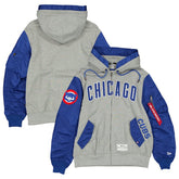 Chicago Cubs x Alpha Industries Full-Zip Hoodie Jacket - Heather Gray/Royal | New Era