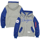 Los Angeles Dodgers x Alpha Industries Full-Zip Hoodie Jacket - Heather Gray/Royal | New Era