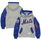New York Mets x Alpha Industries Full-Zip Hoodie Jacket - Heather Gray/Royal | New Era