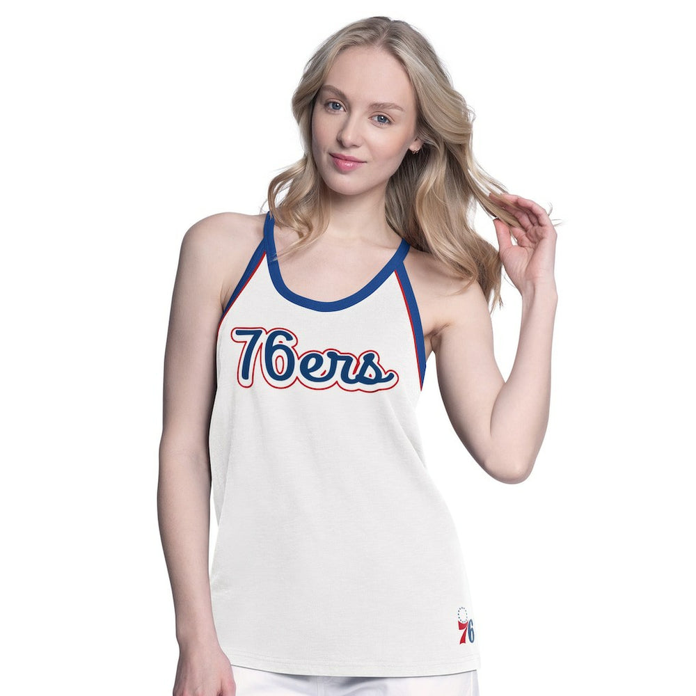 Philadelphia 76ers G-III 4Her by Carl Banks Women's Curveball Racerback Scoop Neck Slub Tank Top - White shop
