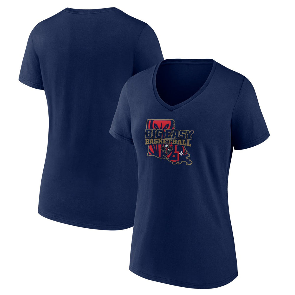 New Orleans Pelicans Women's Core Hometown Launch V-Neck T-Shirt - Navy on sale