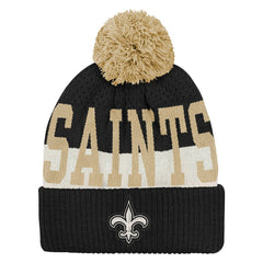 New Orleans Saints Outerstuff Youth Modern Fan Cuffed Knit Hat with Pom - Black for sale