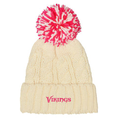 Minnesota Vikings Outerstuff Girls Cable Cuffed Knit Hat with Pom - White discount